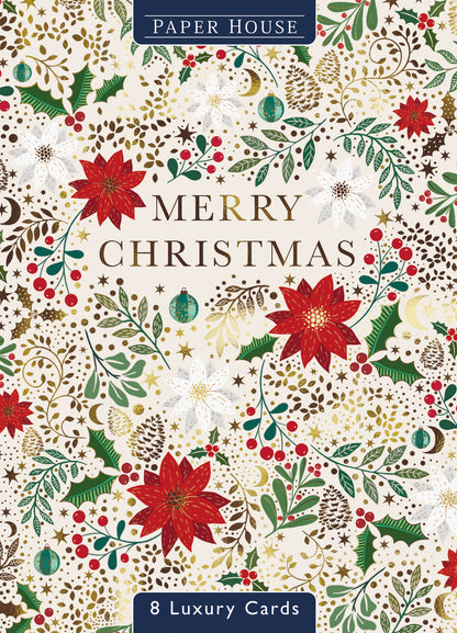 Box Of 8 Paper House Jolly Holly Bauble Christmas Cards In 2 Designs