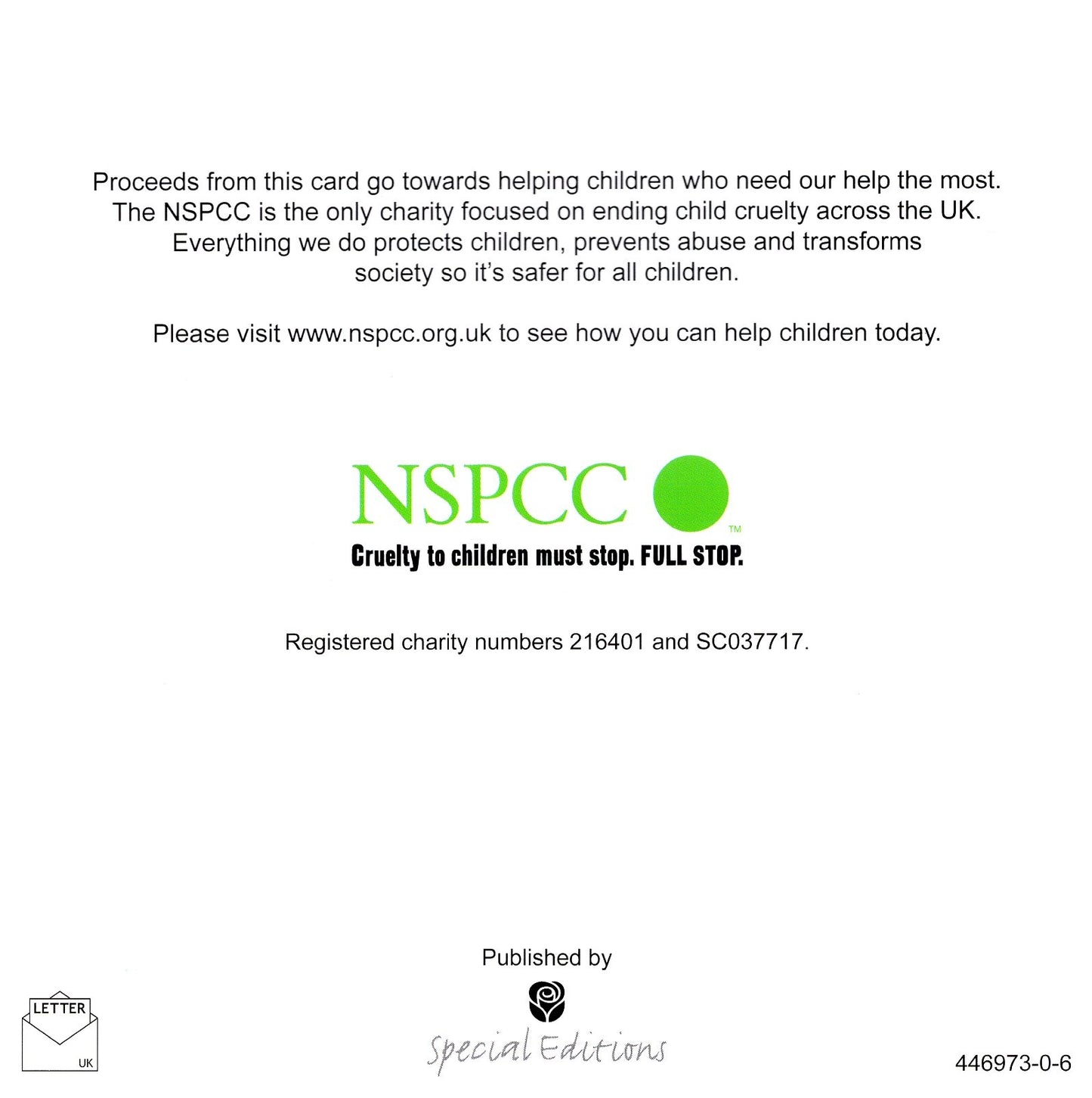 Pack of 6 NSPCC Embellished Charity Easter Greeting Cards In Same Design