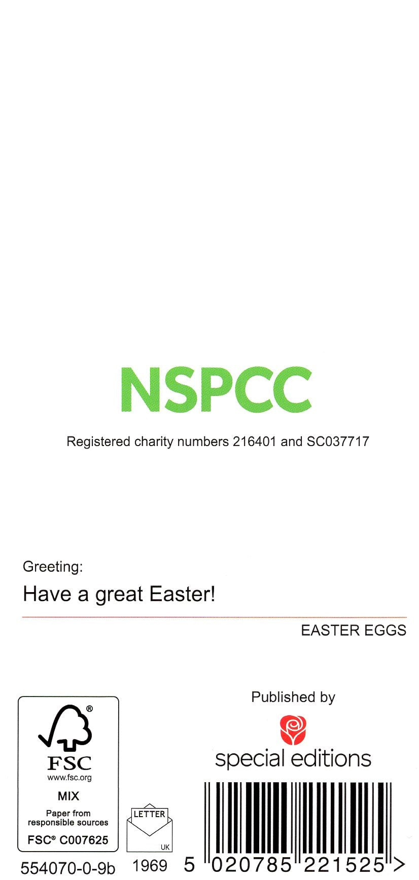 Pack of 6 NSPCC Charity Easter Greeting Cards