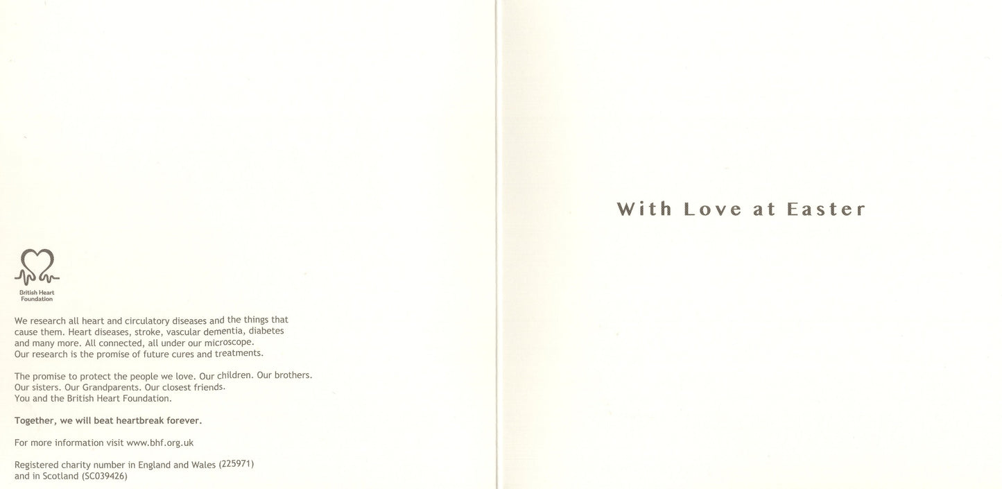 Pack of 6 British Heart Foundation Charity Easter Greeting Cards