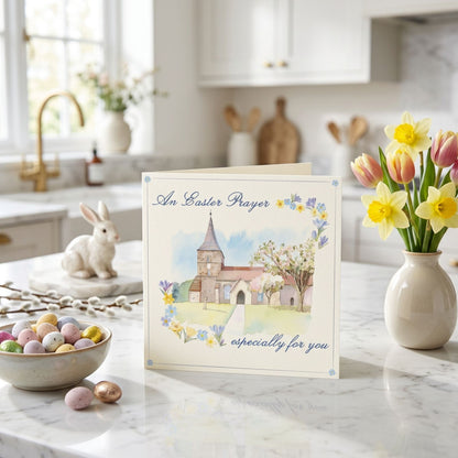 Church Scene An Easter Prayer For You Illustrated Easter Greeting Card