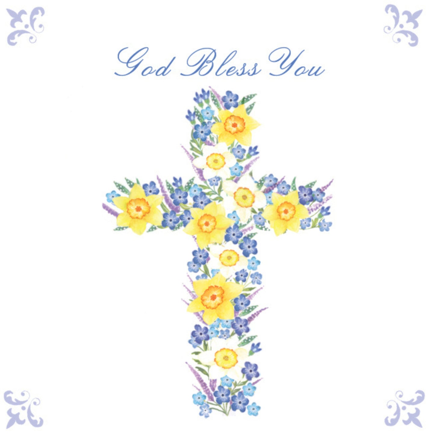 God Bless You At Easter Time Easter Cross Illustrated Easter Greeting Card