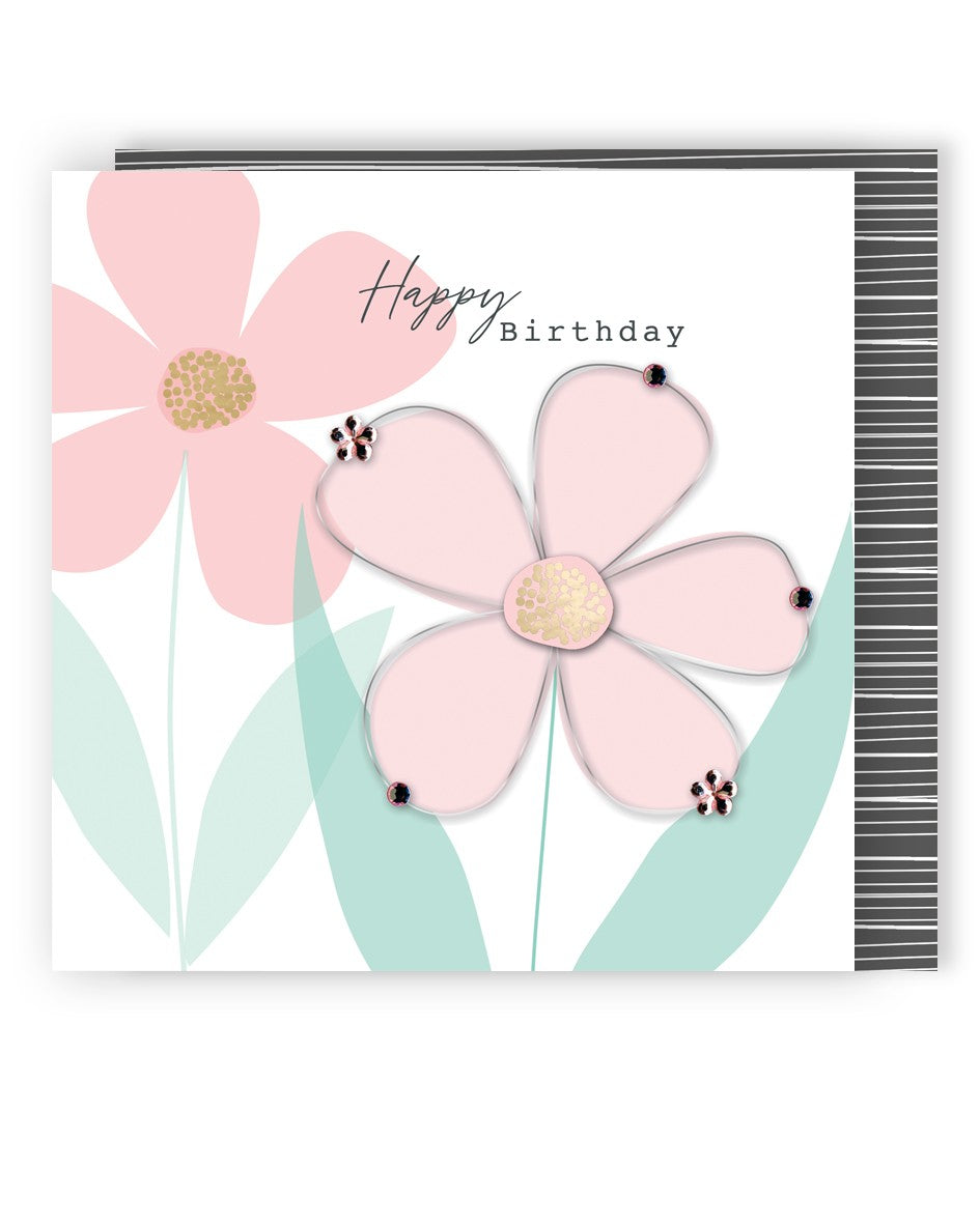 Happy Birthday Sparkling Blooms! Birthday Hand-Finished Greeting Card