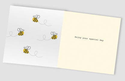 Hap-Bee Birthday Buzz-Tastic Fun! Birthday Hand-Finished Greeting Card