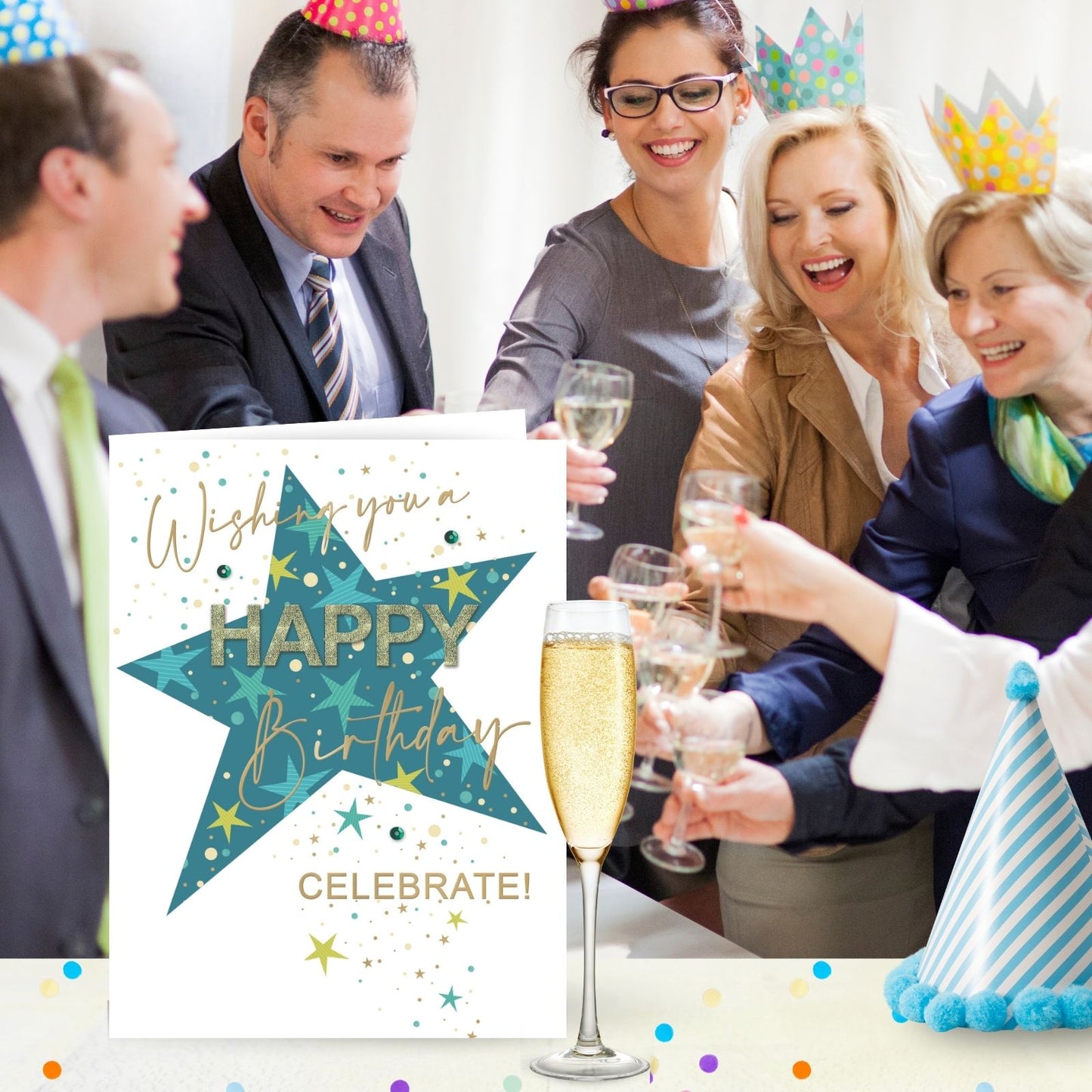 Large Embellished A4 Birthday Greeting Card Happy Birthday Star Celebrate