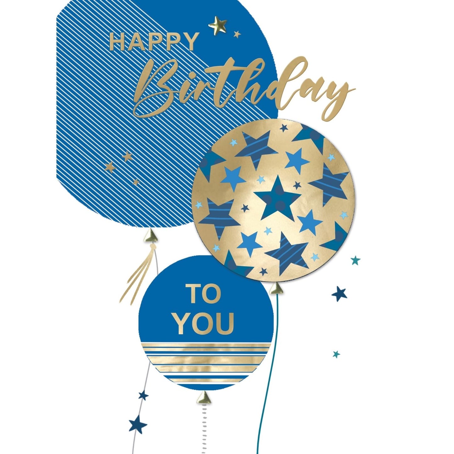 Large Embellished A4 Birthday Greeting Card Balloons & Stars For Him