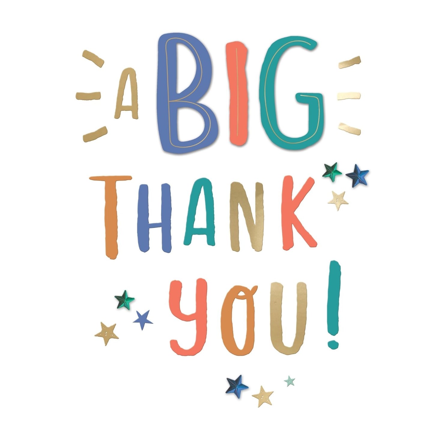 Large Embellished A4 Thank You Greeting Card A Big Thank You! With Stars