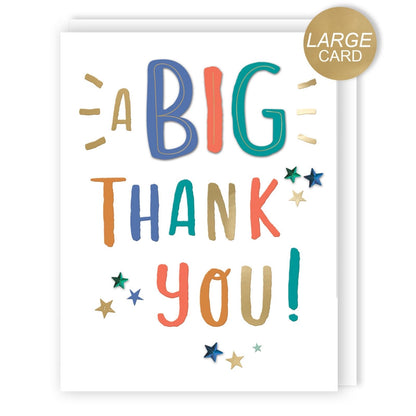 Large Embellished A4 Thank You Greeting Card A Big Thank You! With Stars