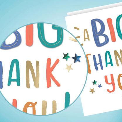 Large Embellished A4 Thank You Greeting Card A Big Thank You! With Stars