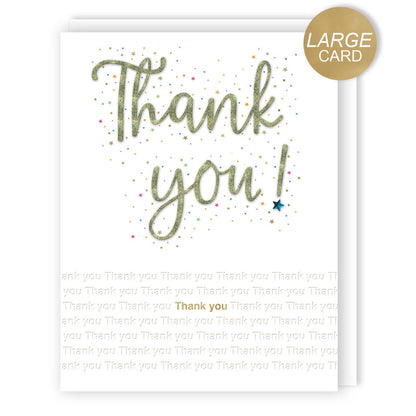 Large Embellished A4 Thank You Greeting Card Thank You! Blank Inside