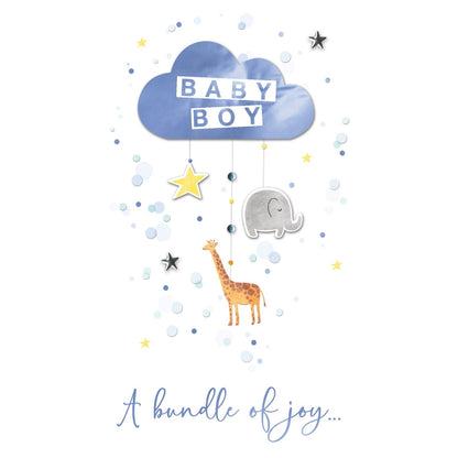 Large Embellished A4 New Baby Boy Greeting Card Congratulations Bundle of Joy