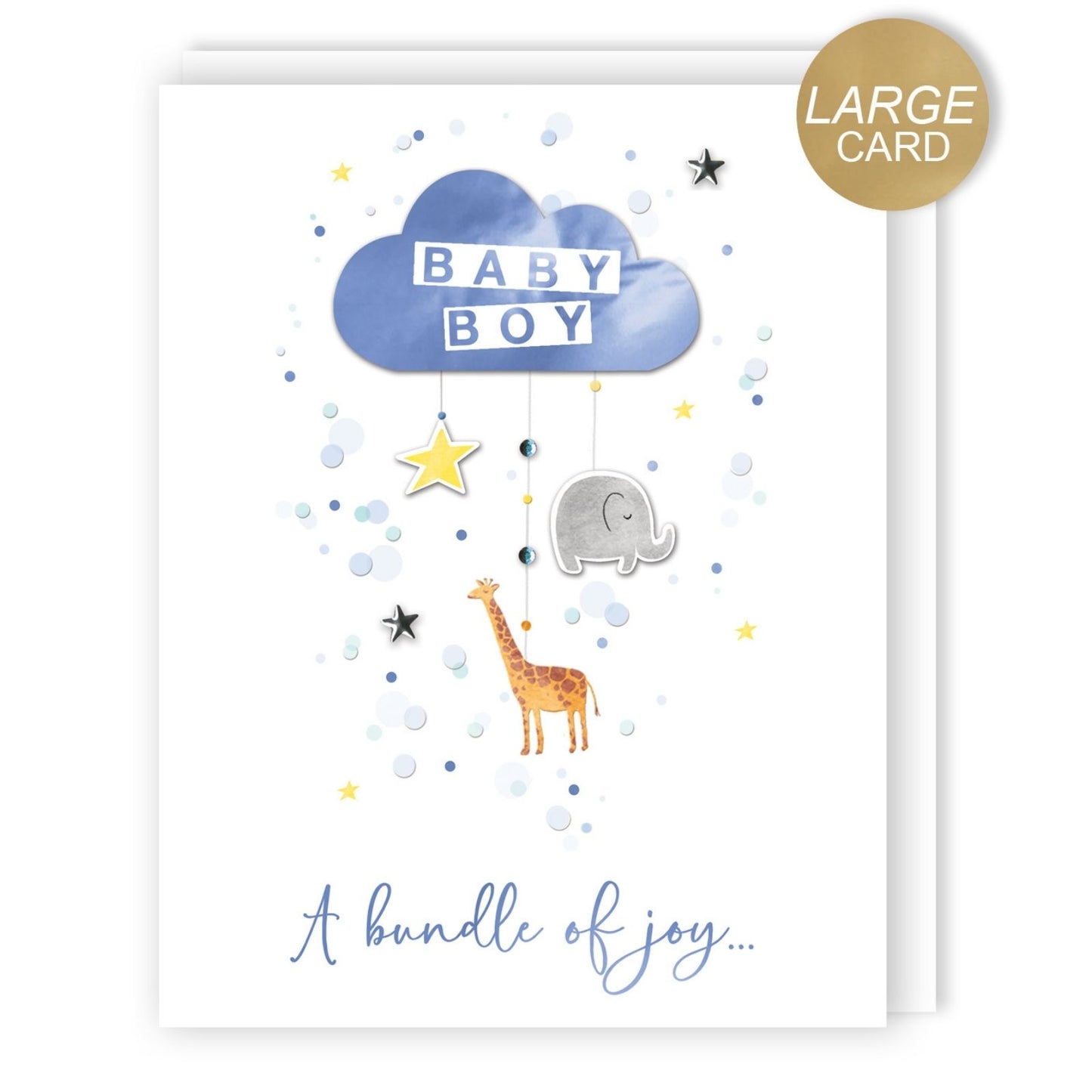 Large Embellished A4 New Baby Boy Greeting Card Congratulations Bundle of Joy