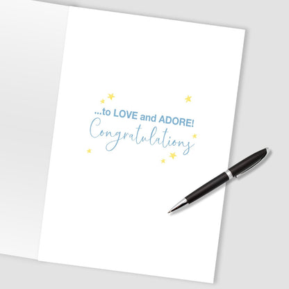 Large Embellished A4 New Baby Boy Greeting Card Congratulations Bundle of Joy