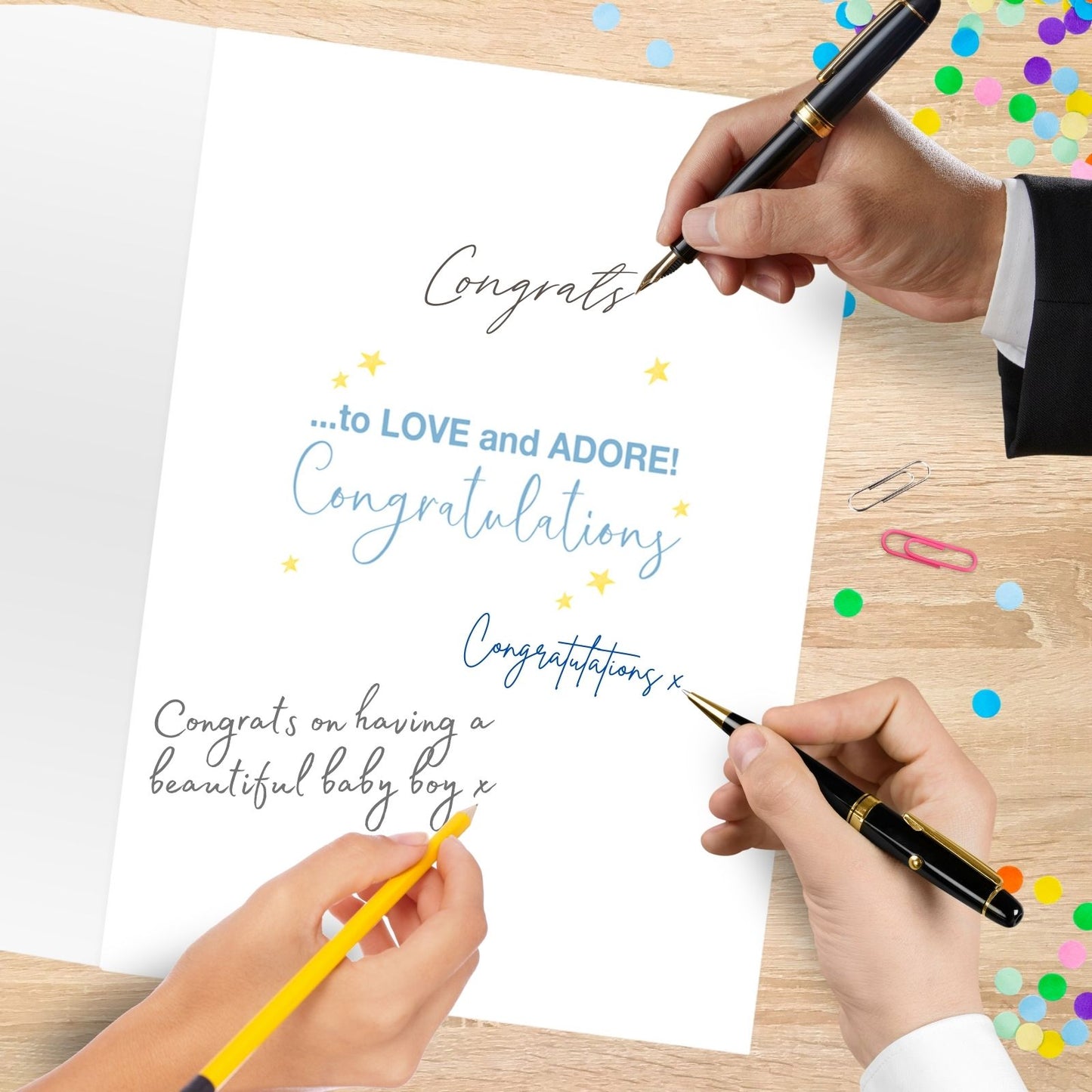 Large Embellished A4 New Baby Boy Greeting Card Congratulations Bundle of Joy