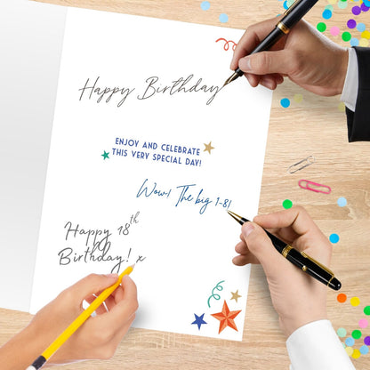 Large Embellished A4 18th Birthday Greeting Card Balloons & Stars 18 Today