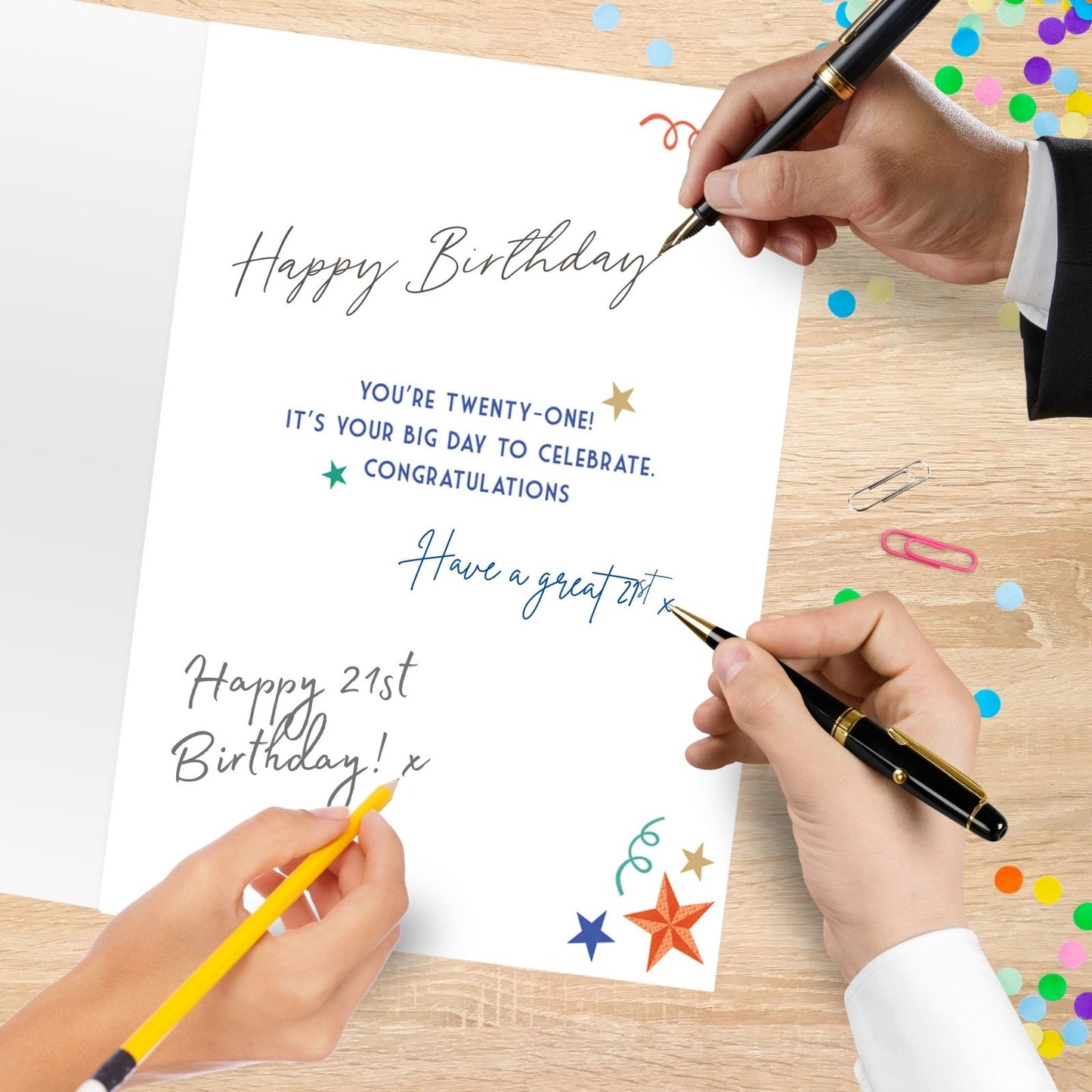 Large Embellished A4 21st Birthday Greeting Card Balloons & Stars 21 Today