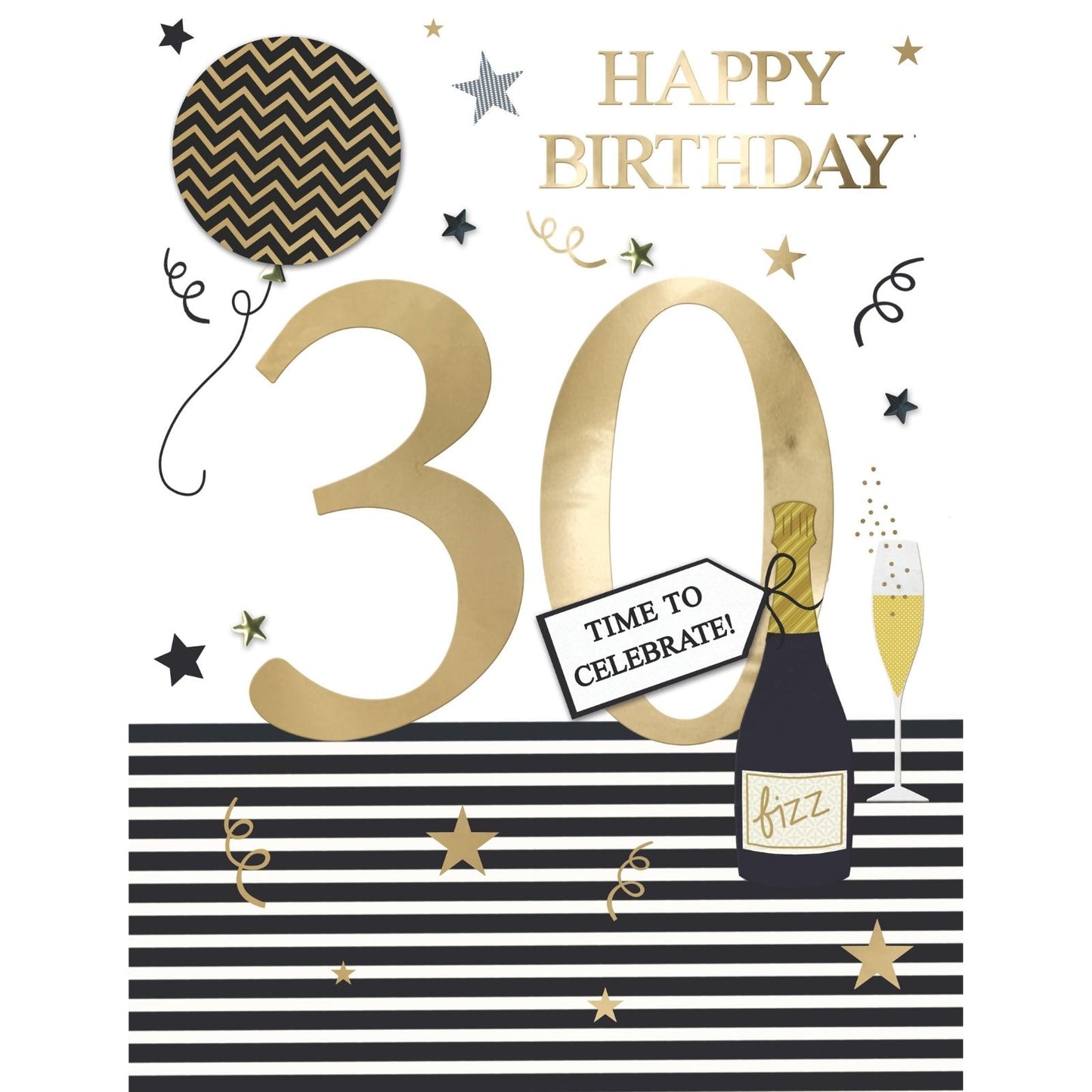 Large Embellished A4 30th Birthday Greeting Card Time To Celebrate! 30 Today
