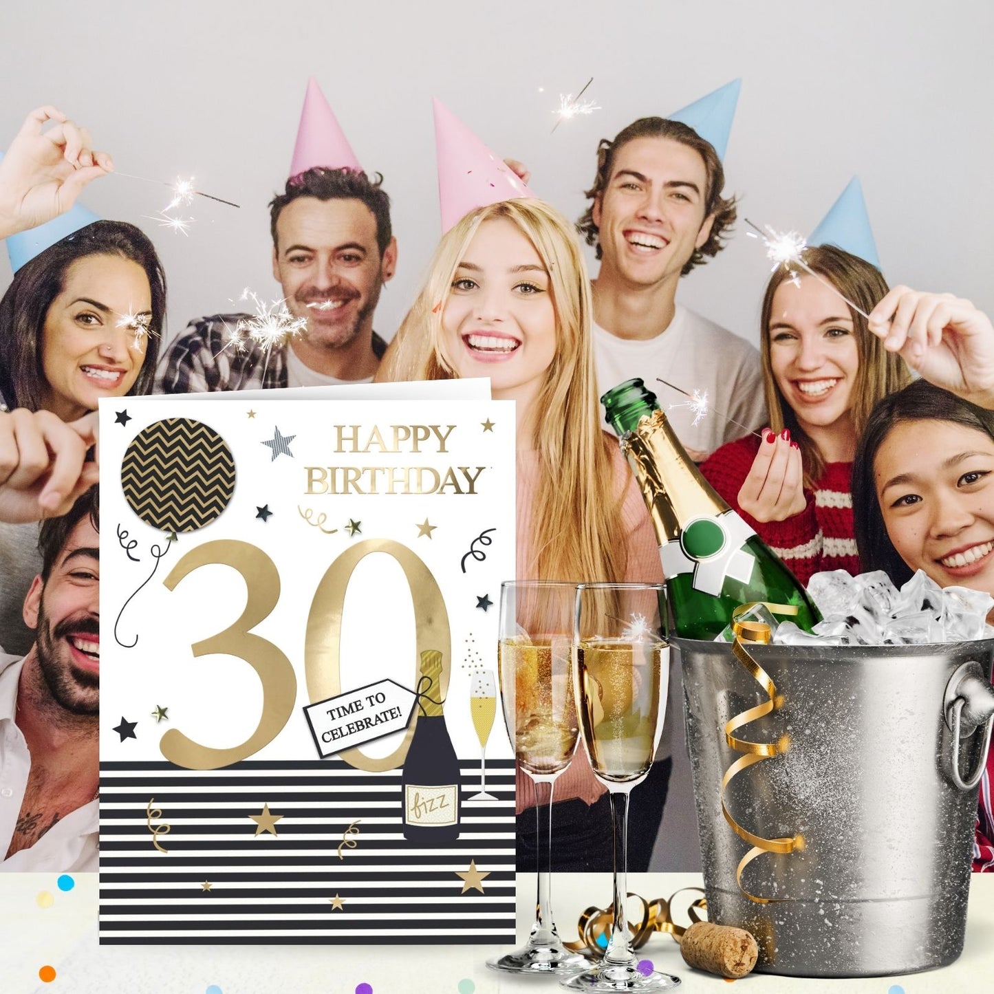 Large Embellished A4 30th Birthday Greeting Card Time To Celebrate! 30 Today