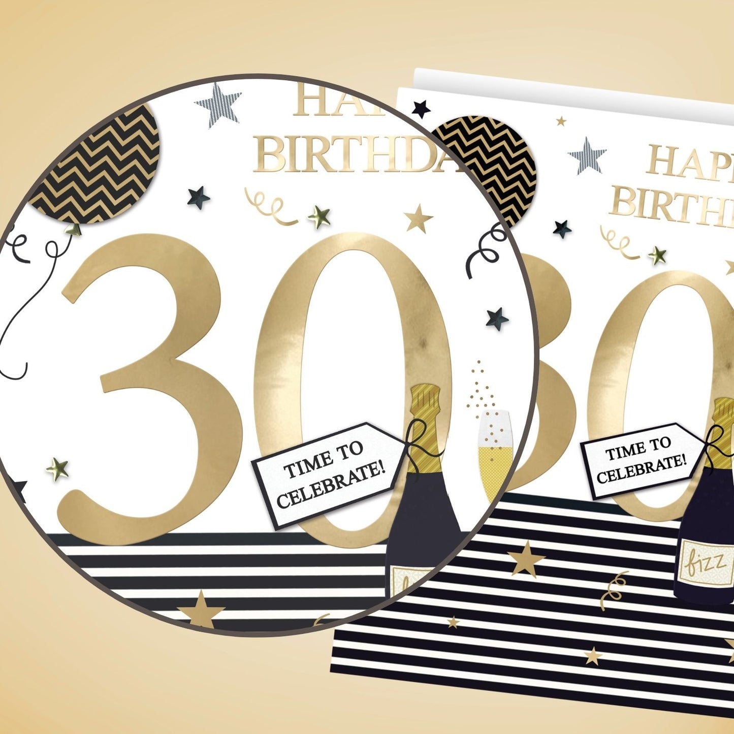 Large Embellished A4 30th Birthday Greeting Card Time To Celebrate! 30 Today