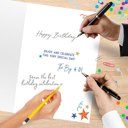 Large Embellished A4 40th Birthday Greeting Card Balloons & Stars 40 Today