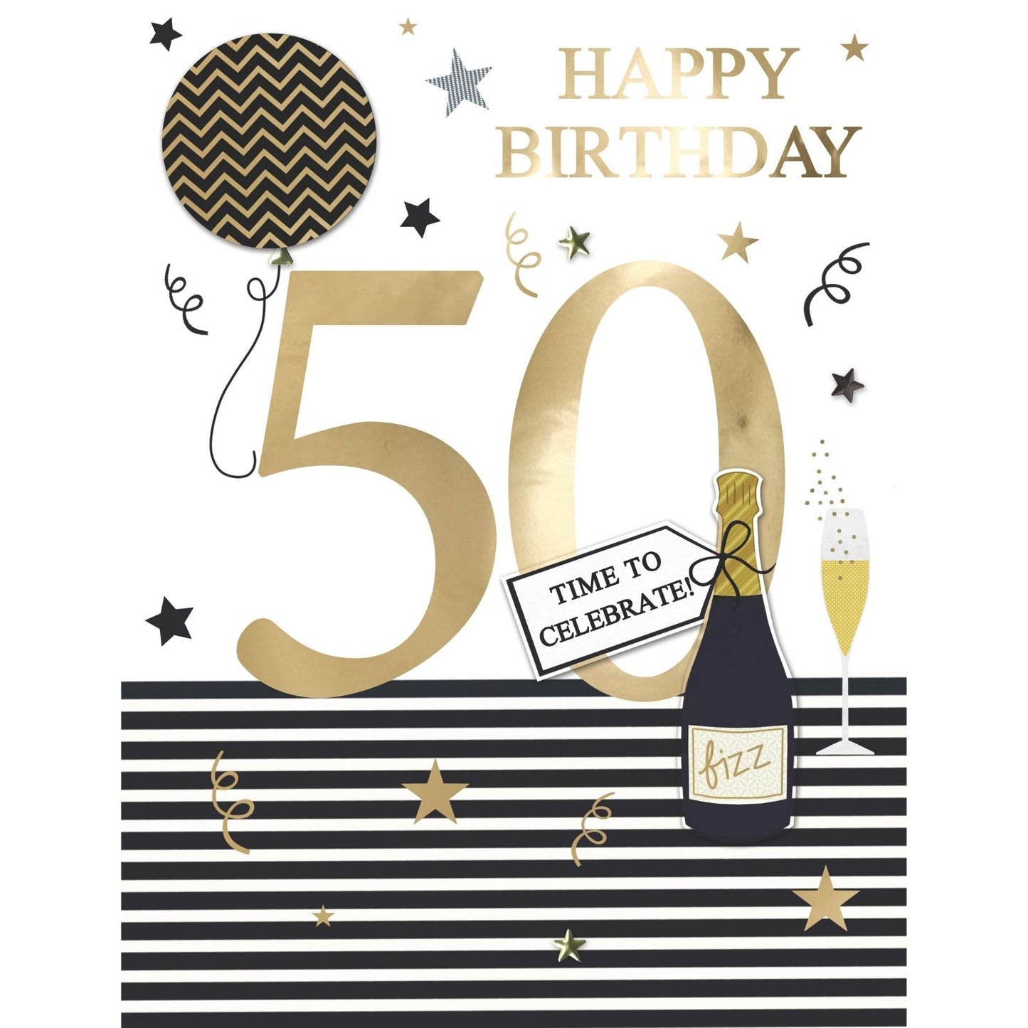 Large Embellished A4 50th Birthday Greeting Card Time To Celebrate! 50 Today