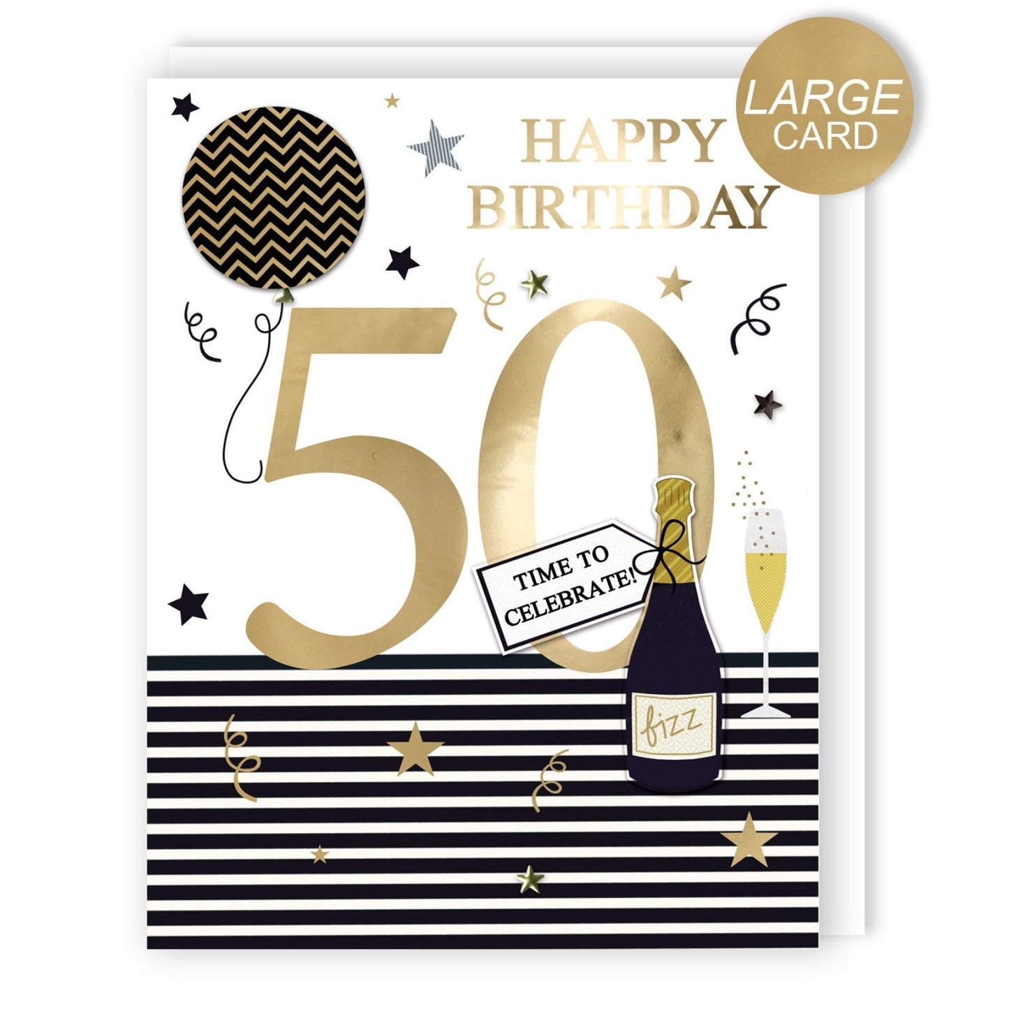 Large Embellished A4 50th Birthday Greeting Card Time To Celebrate! 50 Today
