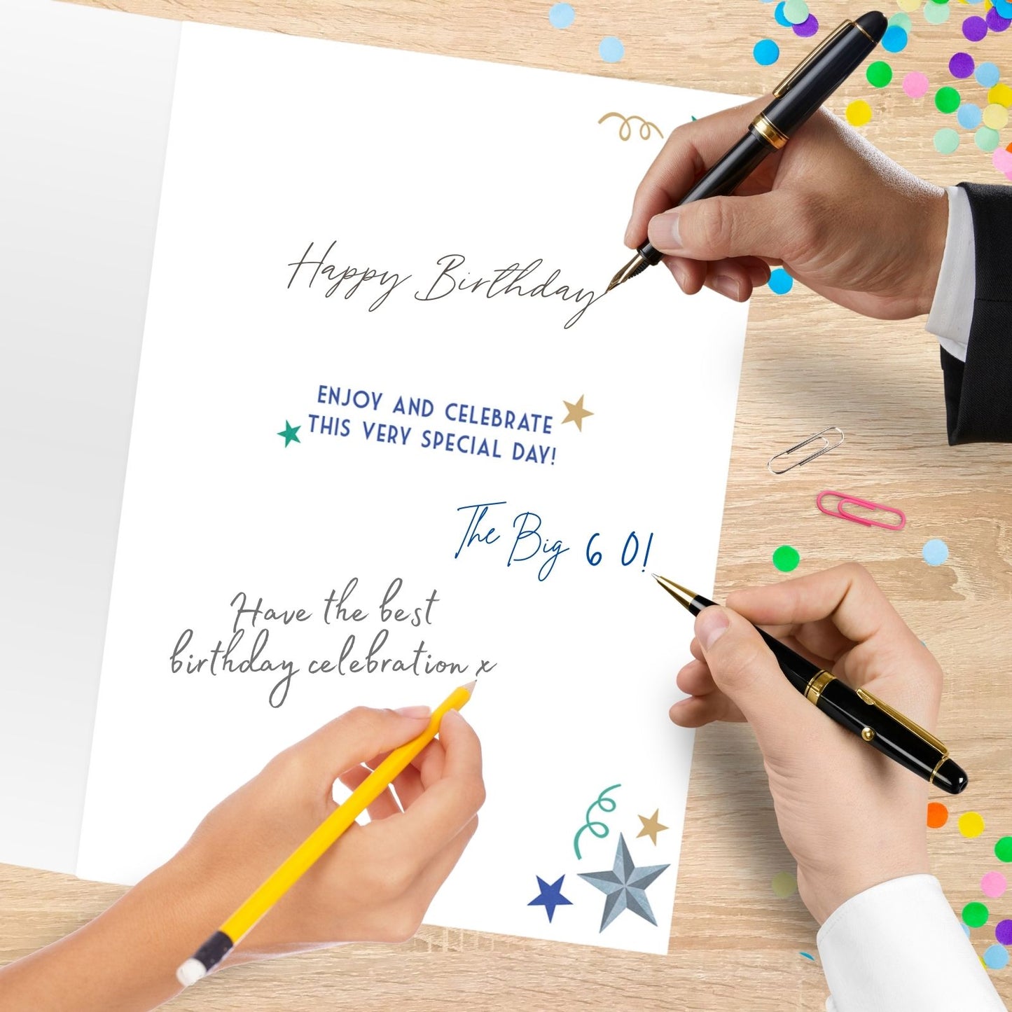 Large Embellished A4 60th Birthday Greeting Card Balloons & Stars 60 Today