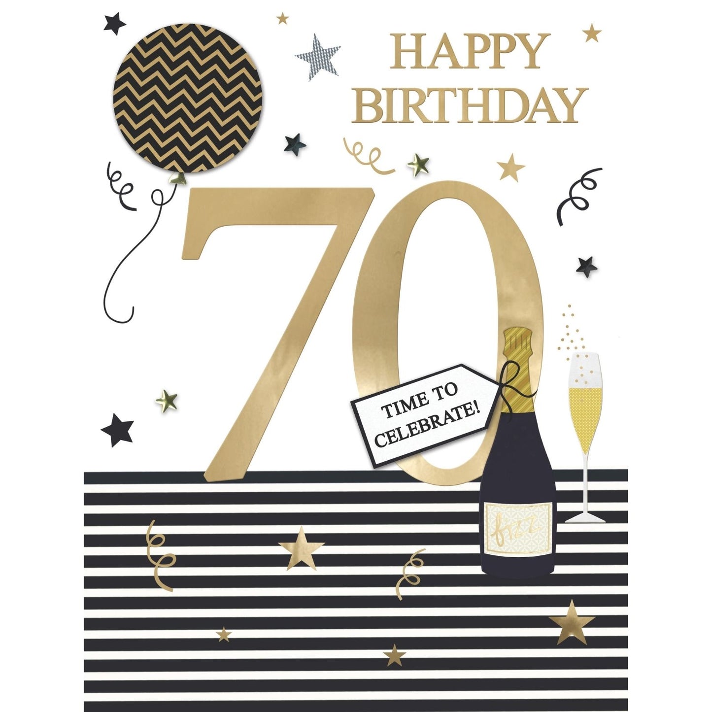 Large Embellished A4 70th Birthday Greeting Card Time To Celebrate! 70 Today