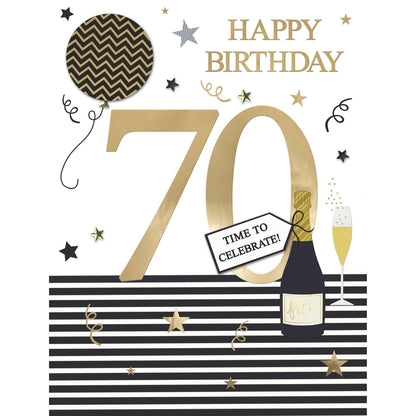 Large Embellished A4 70th Birthday Greeting Card Time To Celebrate! 70 Today