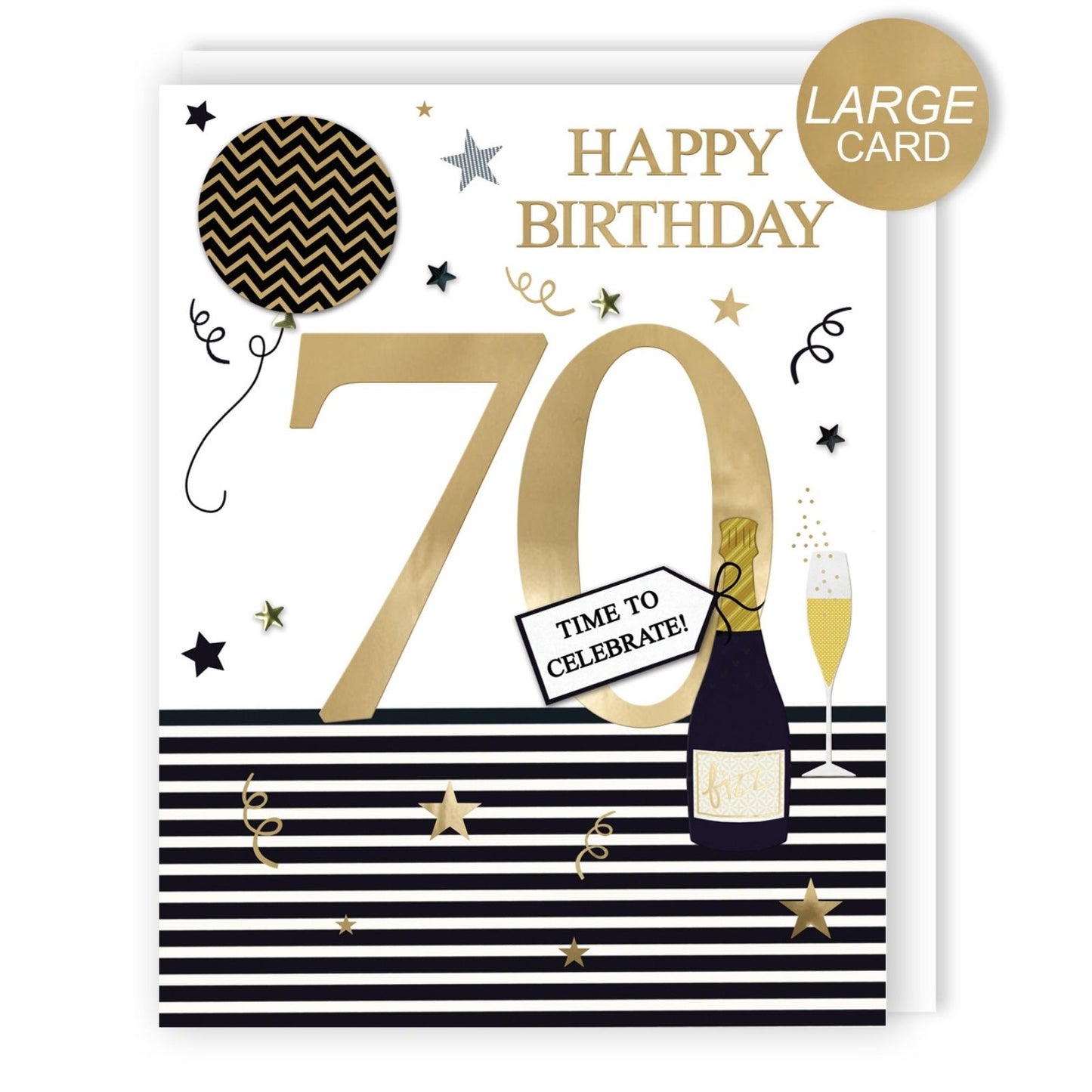 Large Embellished A4 70th Birthday Greeting Card Time To Celebrate! 70 Today