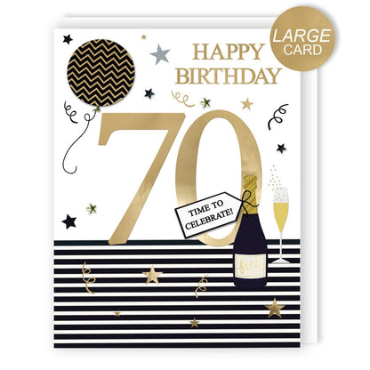 Large Embellished A4 70th Birthday Greeting Card Time To Celebrate! 70 Today