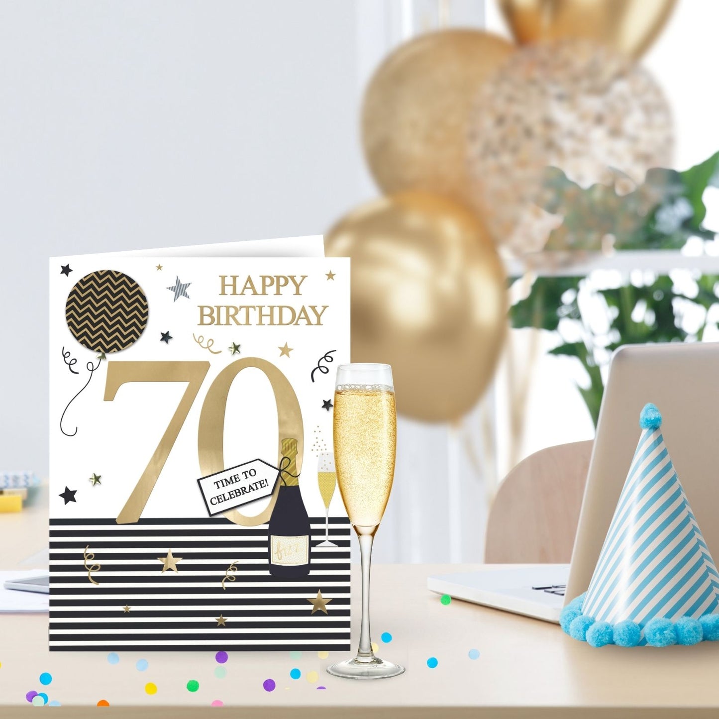 Large Embellished A4 70th Birthday Greeting Card Time To Celebrate! 70 Today