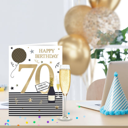 Large Embellished A4 70th Birthday Greeting Card Time To Celebrate! 70 Today