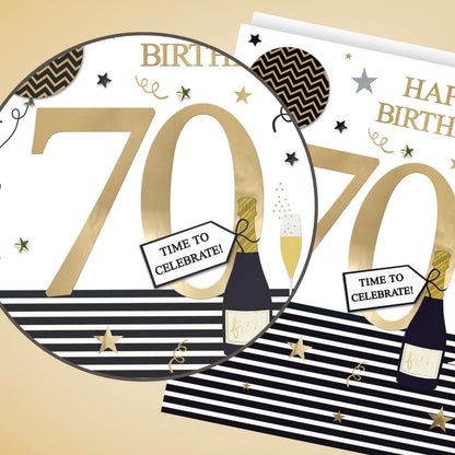 Large Embellished A4 70th Birthday Greeting Card Time To Celebrate! 70 Today