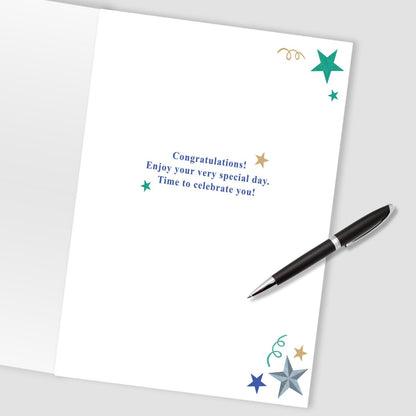 Large Embellished A4 80th Birthday Greeting Card Balloons & Stars 8- Today