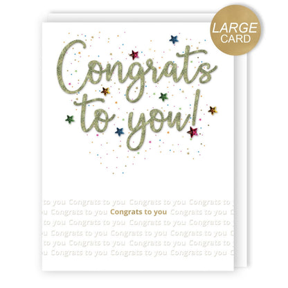 Large Embellished A4 Congratulations Greeting Card Congrats To You! Celebrate