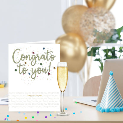 Large Embellished A4 Congratulations Greeting Card Congrats To You! Celebrate