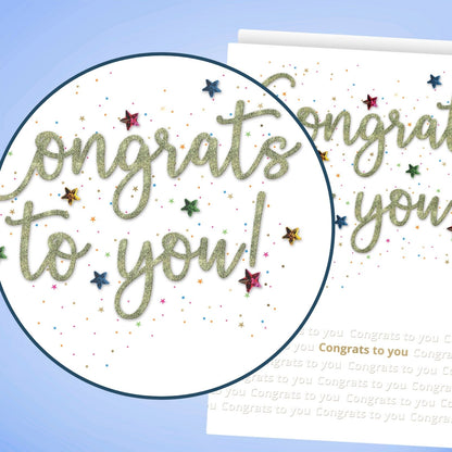 Large Embellished A4 Congratulations Greeting Card Congrats To You! Celebrate