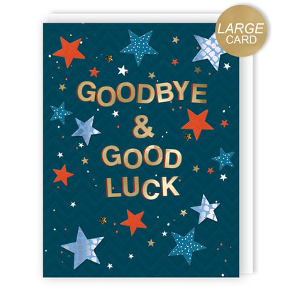 Large Embellished A4 Goodbye & Good Luck Greeting Card Lucky Future Wishes