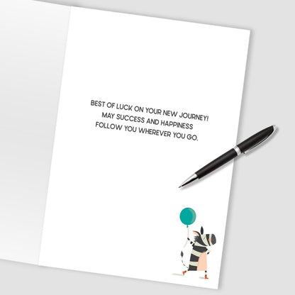 Large Embellished A4 Goodbye & Good Luck Greeting Card Zebra With Balloons