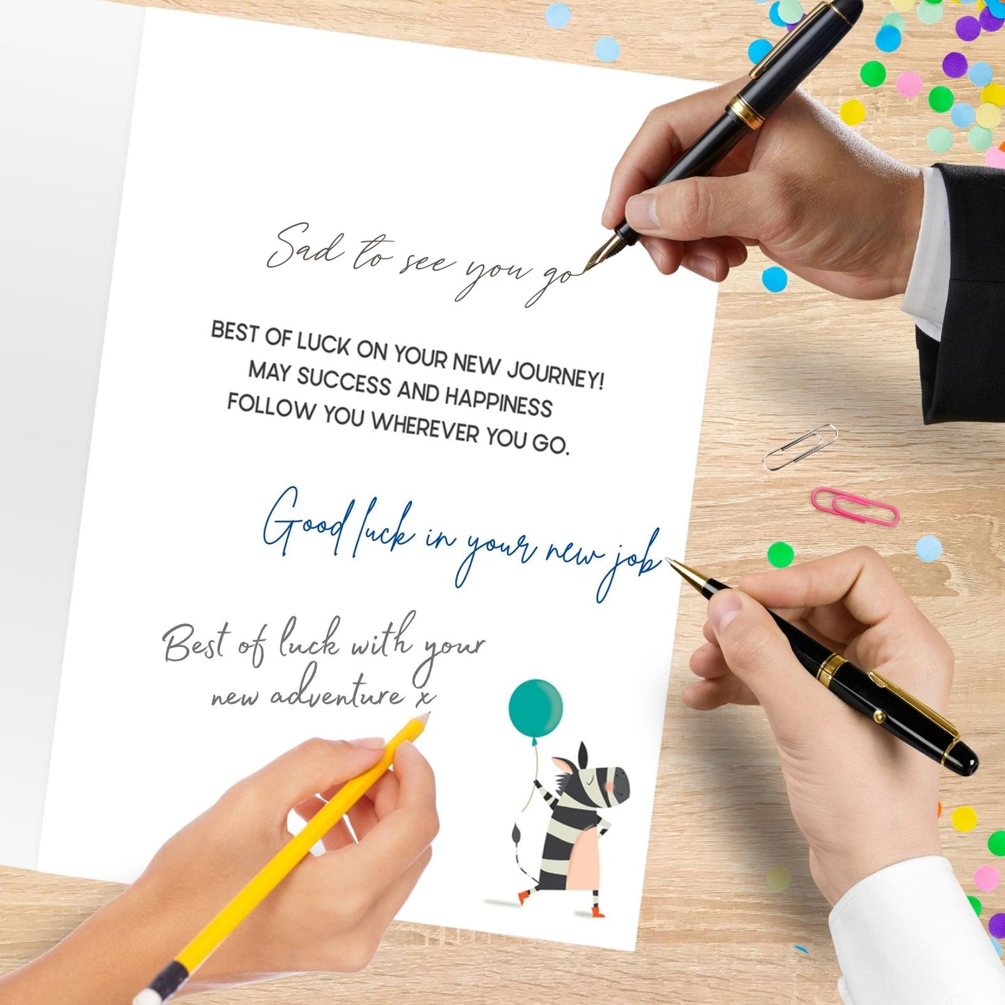 Large Embellished A4 Goodbye & Good Luck Greeting Card Zebra With Balloons
