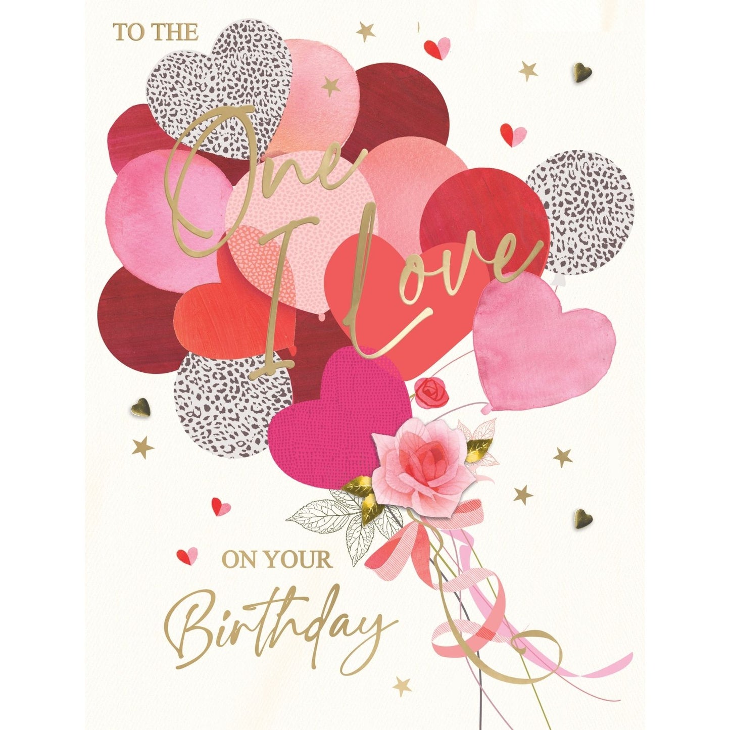 Large Embellished A4 One I Love Birthday Greeting Card Heart Balloons For Her