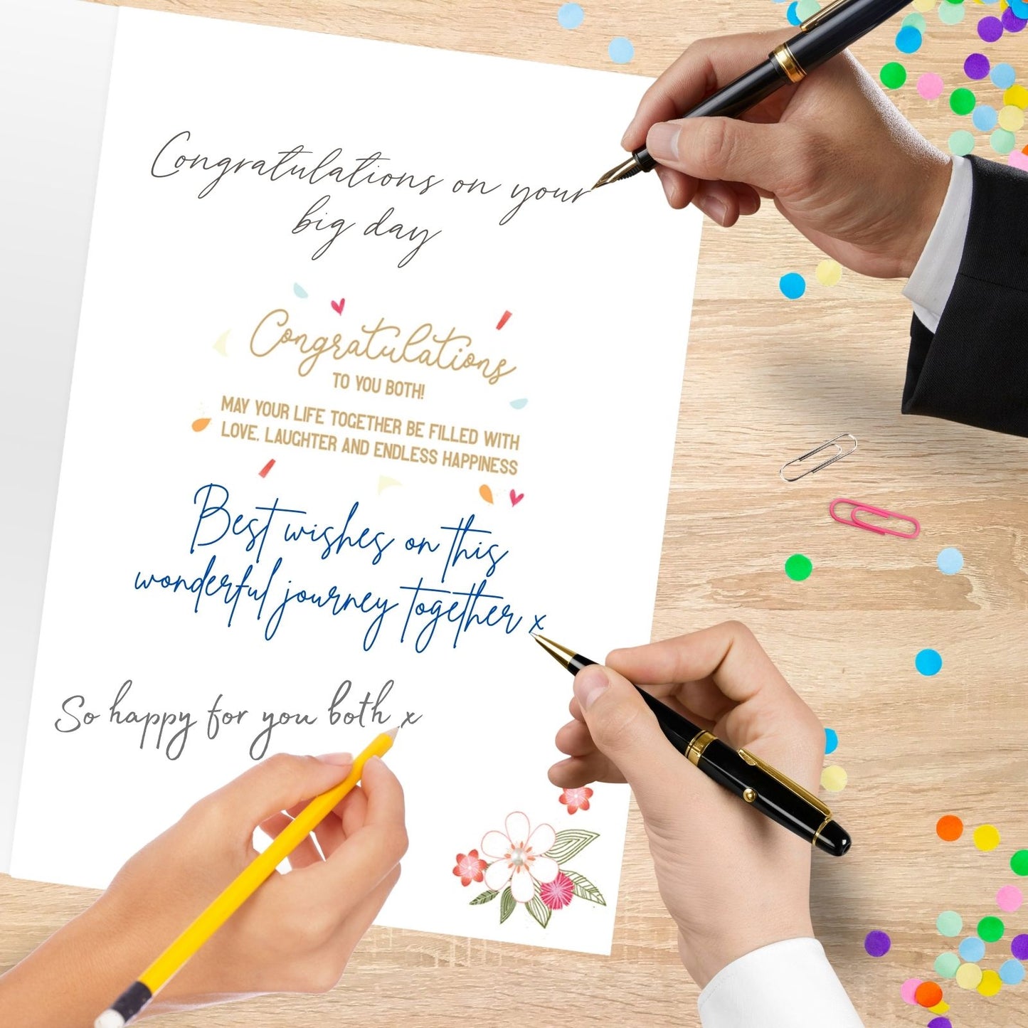 Large Embellished A4 On Your Wedding Day Greeting Card Cake With Butterflies