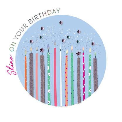 Shine On Your Birthday Embellished Candles Hand-Finished Birthday Card