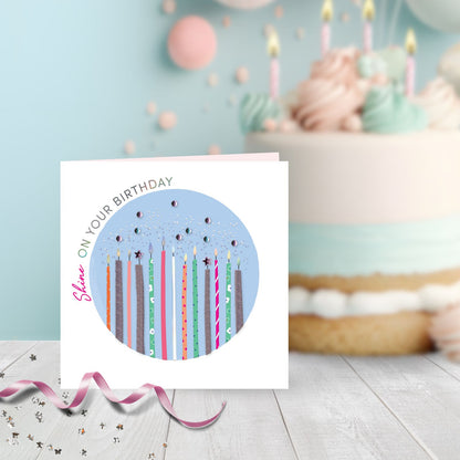 Shine On Your Birthday Embellished Candles Hand-Finished Birthday Card