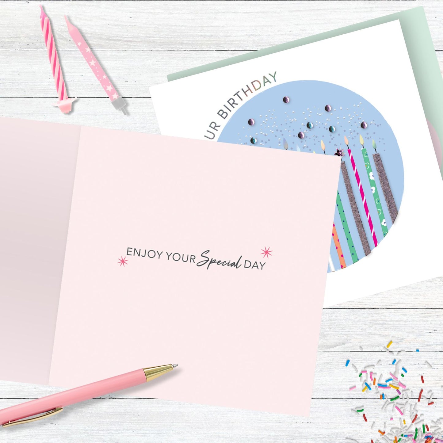 Shine On Your Birthday Embellished Candles Hand-Finished Birthday Card