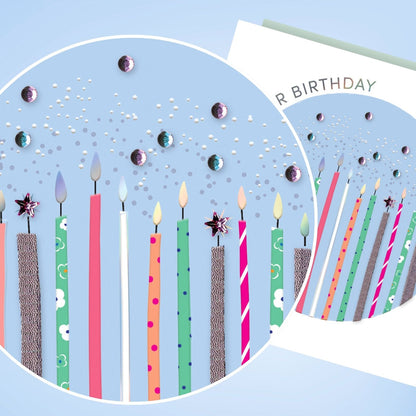 Shine On Your Birthday Embellished Candles Hand-Finished Birthday Card