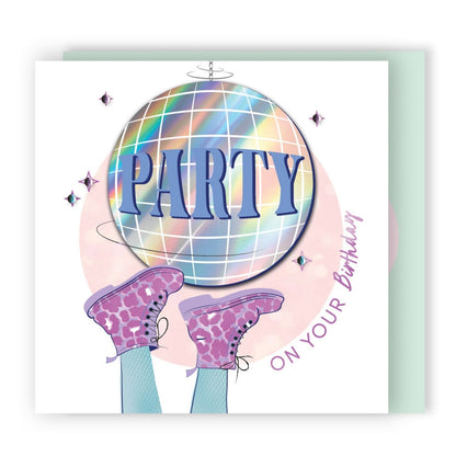 Party On Your Birthday Embellished Disco Ball Hand-Finished Birthday Card
