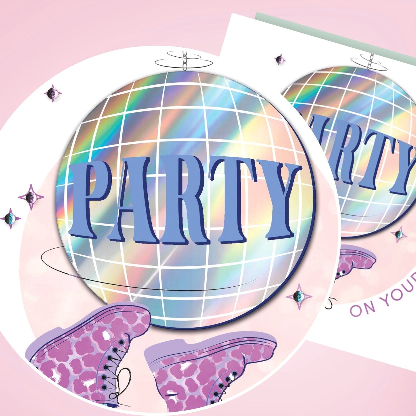 Party On Your Birthday Embellished Disco Ball Hand-Finished Birthday Card