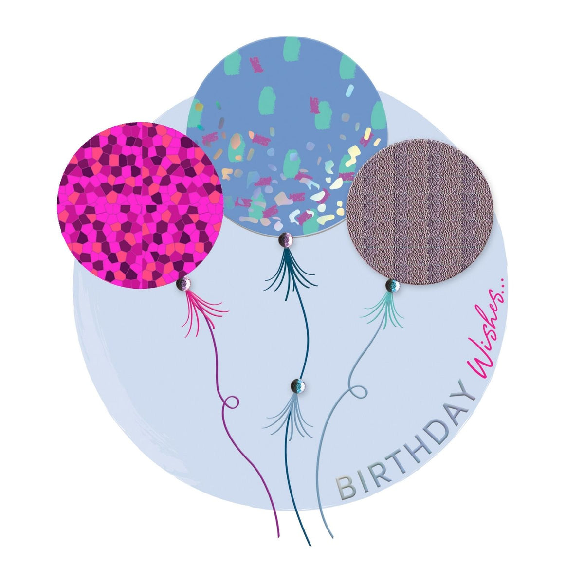 Birthday Wishes Embellished Balloons Hand-Finished Birthday Card